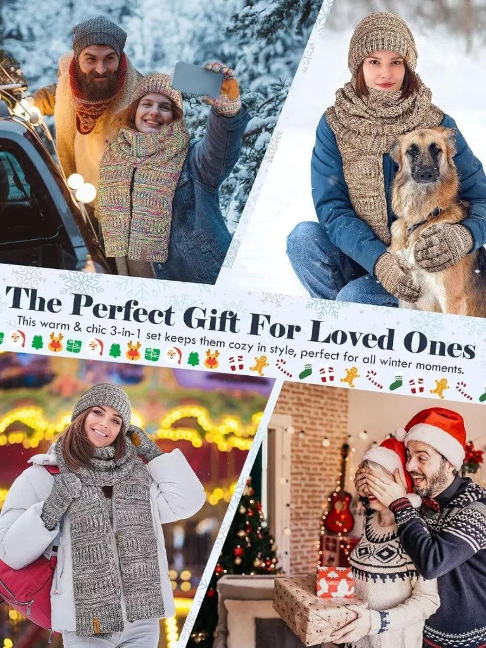 Cozy Winter Beanie, Scarf & Touchscreen Gloves Set for Women - Warm 3-in-1